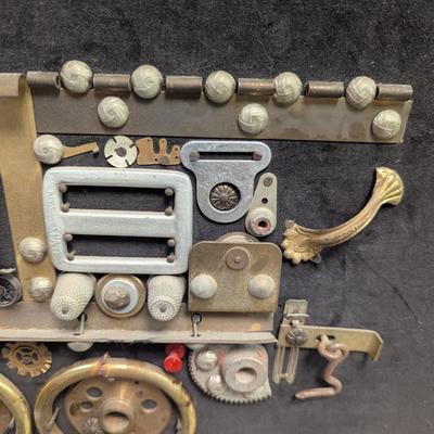 Folk Art Framed Train Locomotive Created with Trinket Box Notions by Alberto