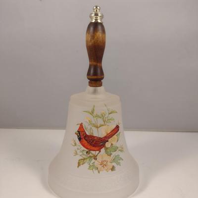 Frosted Glass Bell with Painted Cardinal Design