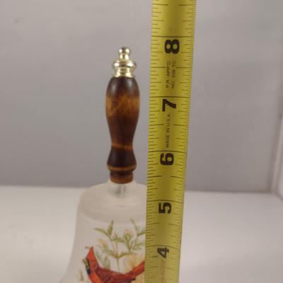 Frosted Glass Bell with Painted Cardinal Design