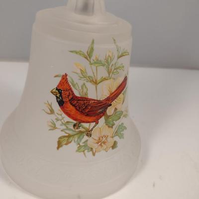 Frosted Glass Bell with Painted Cardinal Design