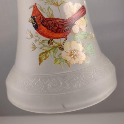 Frosted Glass Bell with Painted Cardinal Design