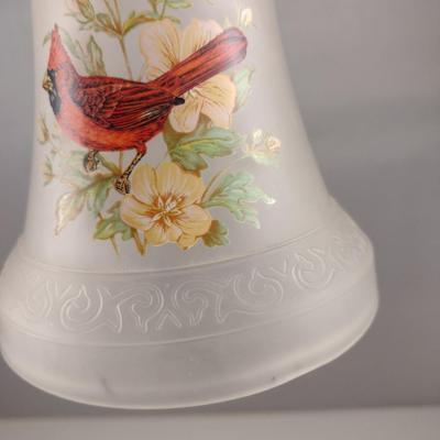 Frosted Glass Bell with Painted Cardinal Design