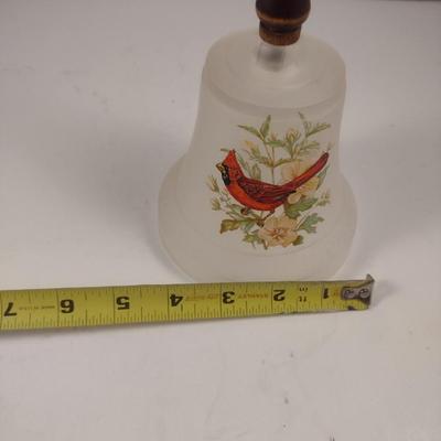 Frosted Glass Bell with Painted Cardinal Design