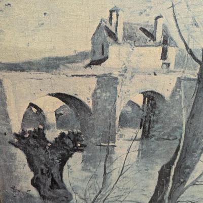 Framed Painting "Man In Boat On River"