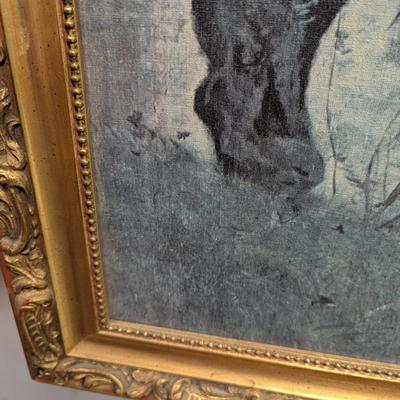 Framed Painting "Man In Boat On River"