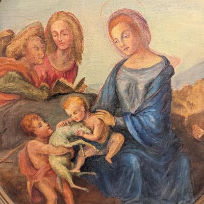 Framed Painting Madonna With Angels & Children