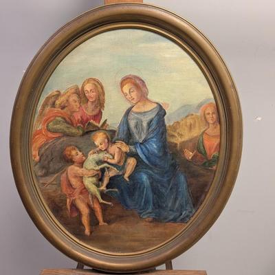 Framed Painting Madonna With Angels & Children
