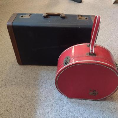 Collection of Vintage Suitcases and Hatcase- Good for Display