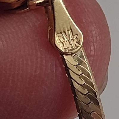 14 Karat Yellow Gold Herringbone Necklace- 18" Long- Approx Weight 5.1 Grams