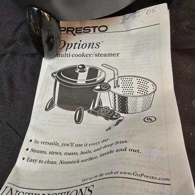 Presto multi cooker / steamer and Distinction 10-piece cheese Fondue set
