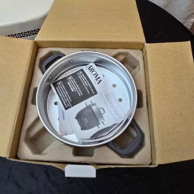 West Bend Electric skillet with lid and an Aroma Rice cooker & food steamer