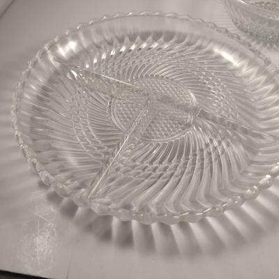 Collection of Glass Serve Ware- Bowls, Platter, Divided Plates