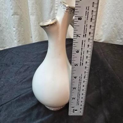 Vintage ceramic Double bud vase and a set of vintage space needle - Seattle Washington Mold salt & pepper shakers