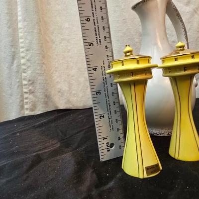 Vintage ceramic Double bud vase and a set of vintage space needle - Seattle Washington Mold salt & pepper shakers