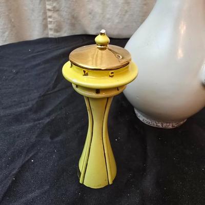 Vintage ceramic Double bud vase and a set of vintage space needle - Seattle Washington Mold salt & pepper shakers