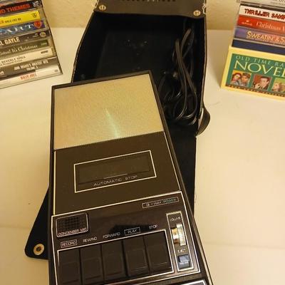General Electric tape recorder with case and cassette tapes - Niel Diamond - Crystal Gayle - John Denver - and more