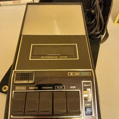 General Electric tape recorder with case and cassette tapes - Niel Diamond - Crystal Gayle - John Denver - and more