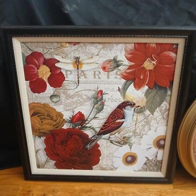 Canvas wall hanging with large wall clock