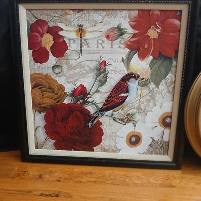 Canvas wall hanging with large wall clock