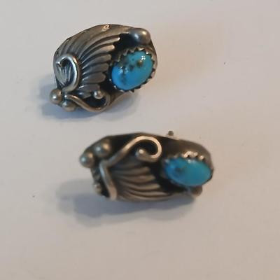 Sterling silver marked post earrings with a beautiful ring size 7