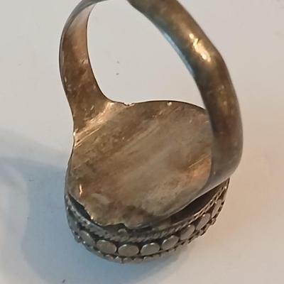 Sterling silver marked post earrings with a beautiful ring size 7