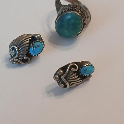 Sterling silver marked post earrings with a beautiful ring size 7