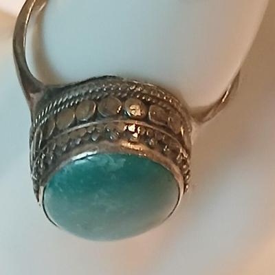 Sterling silver marked post earrings with a beautiful ring size 7
