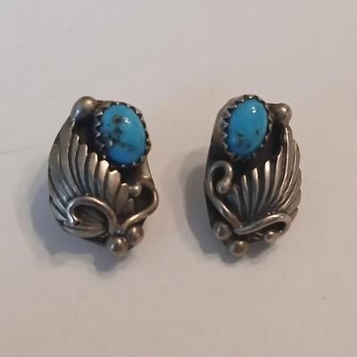 Sterling silver marked post earrings with a beautiful ring size 7