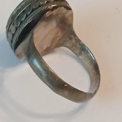 Sterling silver marked post earrings with a beautiful ring size 7