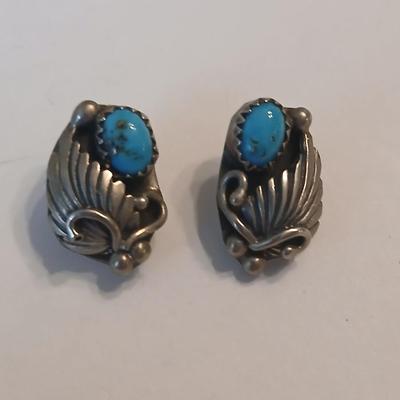 Sterling silver marked post earrings with a beautiful ring size 7