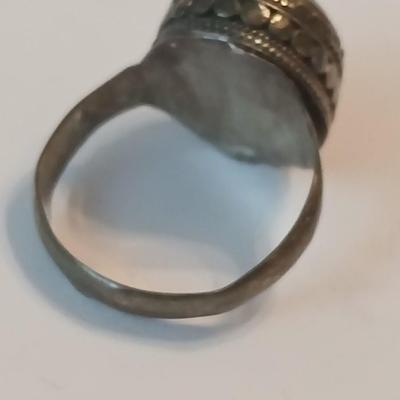 Sterling silver marked post earrings with a beautiful ring size 7