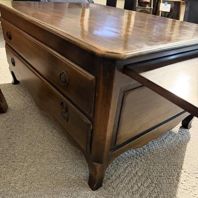 Solid Wood Two Drawer Coffee Table W/ Pull Out Trays (LR-MG)