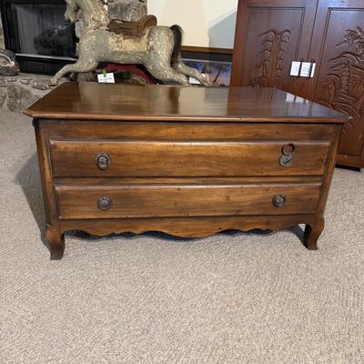Solid Wood Two Drawer Coffee Table W/ Pull Out Trays (LR-MG)