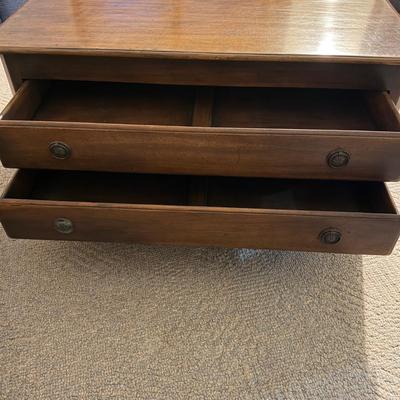 Solid Wood Two Drawer Coffee Table W/ Pull Out Trays (LR-MG)