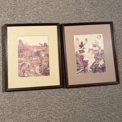 Pair of Signed Unique Pencil Art (GB-MG)