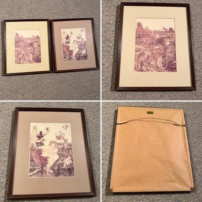 Pair of Signed Unique Pencil Art (GB-MG)