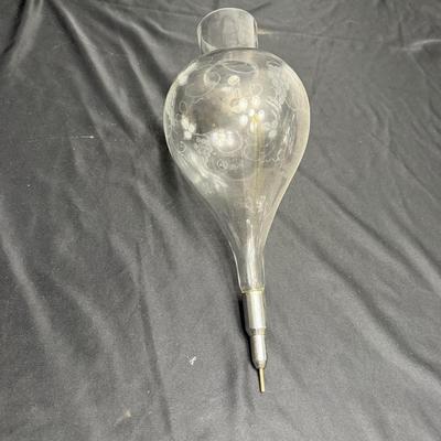 Vintage Etched Glass Wine Decanters With Wrought Iron Stands (GB-MG)