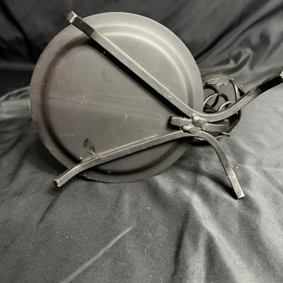 Vintage Etched Glass Wine Decanters With Wrought Iron Stands (GB-MG)