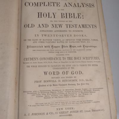 Hitchcock's New and Complete Analysis of the Holy Bible- Antique Printing (1882)