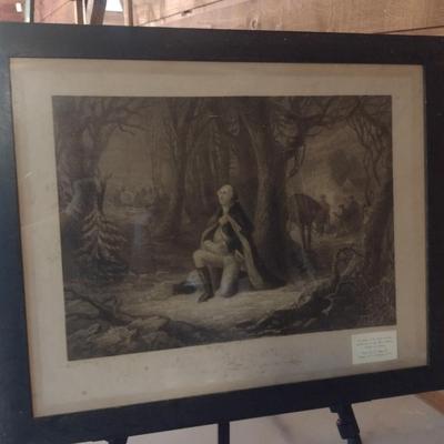 Framed Print of 'Prayer at Valley Forge'- Approx 30" x 24 1/2"