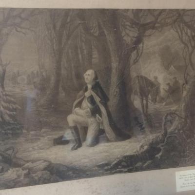 Framed Print of 'Prayer at Valley Forge'- Approx 30" x 24 1/2"