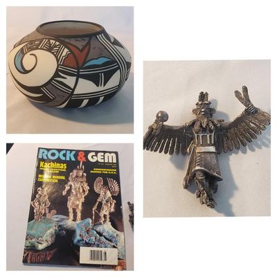 C. Sues Hopi Kachina & "Hopi Bird" Hand Painted Pottery (D-KD)