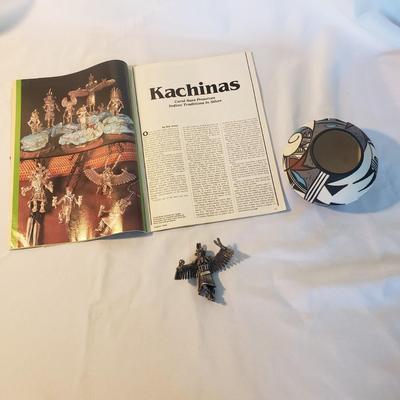 C. Sues Hopi Kachina & "Hopi Bird" Hand Painted Pottery (D-KD)