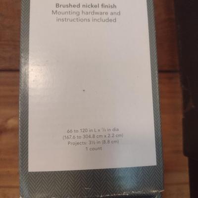 Pair of Threshold Brushed Nickle Curtain Rods- 66" to 120" Long with 7/8" Diameter