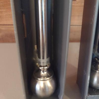 Pair of Threshold Brushed Nickle Curtain Rods- 66" to 120" Long with 7/8" Diameter