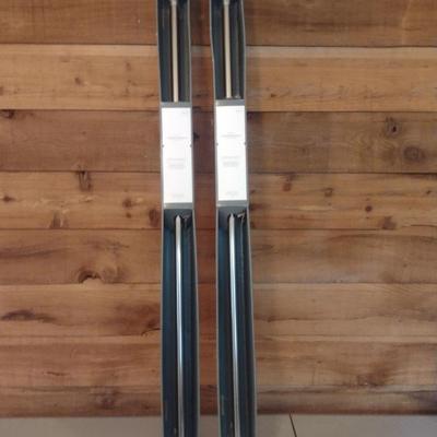 Pair of Threshold Brushed Nickle Curtain Rods- 66" to 120" Long with 7/8" Diameter