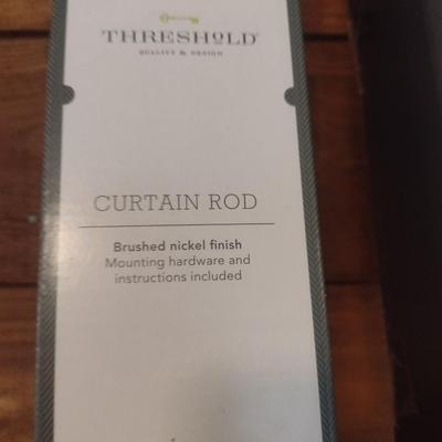 Pair of Threshold Brushed Nickle Curtain Rods- 66" to 120" Long with 7/8" Diameter