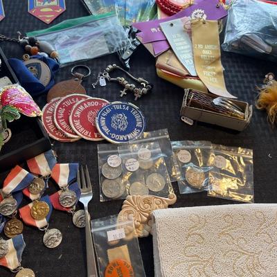 Sale Photo Thumbnail #3: Vintage Jacket& Lederhosen’s, Jewelry, Metal and more.
Light and table not included