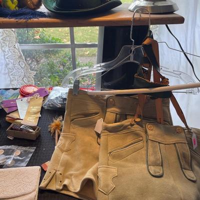 Sale Photo Thumbnail #4: Vintage Jacket& Lederhosen’s, Jewelry, Metal and more.
Light and table not included