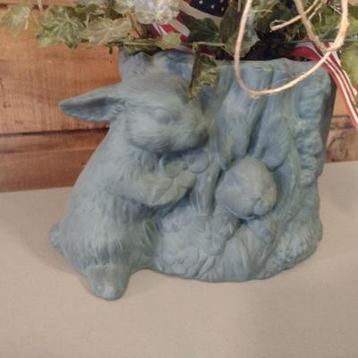 Ceramic Rabbit Design Planter- Approx 10" Wide, 8" Tall